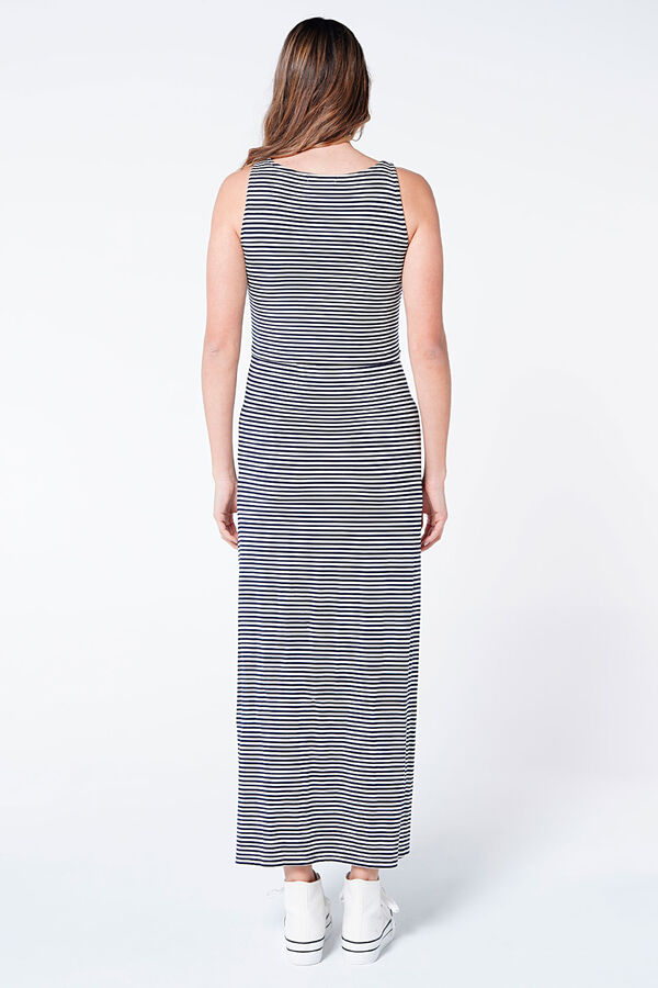 Womensecret Long striped maternity nursing dress bleu