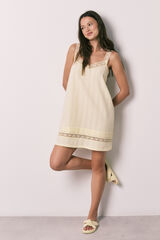 Women'secret Yellow cotton lace short nightgown printed