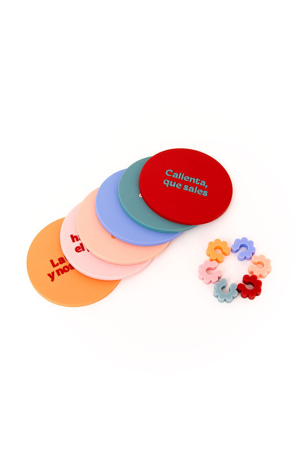 Mr. Wonderful Set of 6 coasters + 6 cups identifiers - Let the party begin! printed