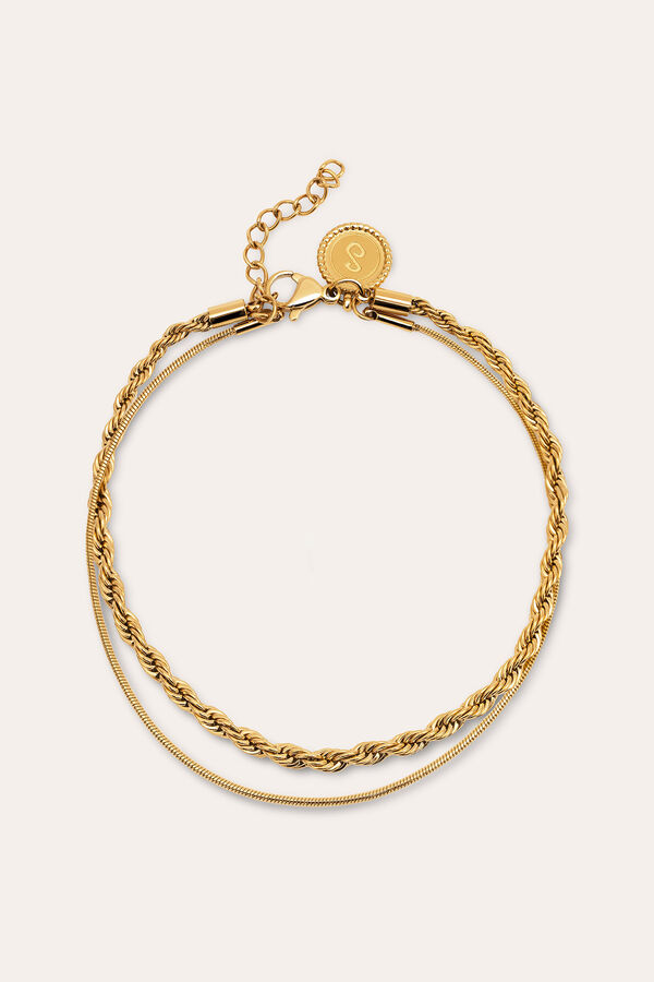 Singularu Nautic Steel vergoldetes Armband mit Print