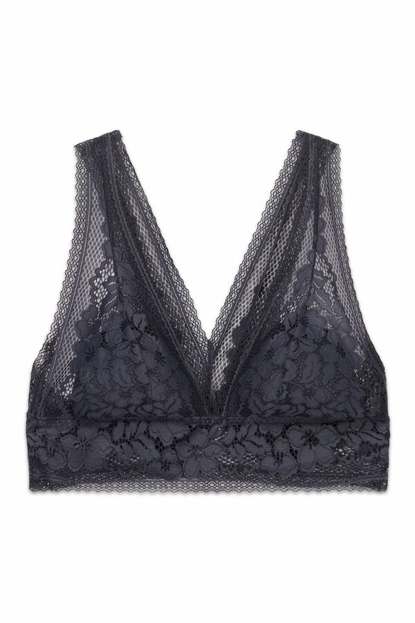 Women'secret Sujetador bralette triangular encaje gris grey