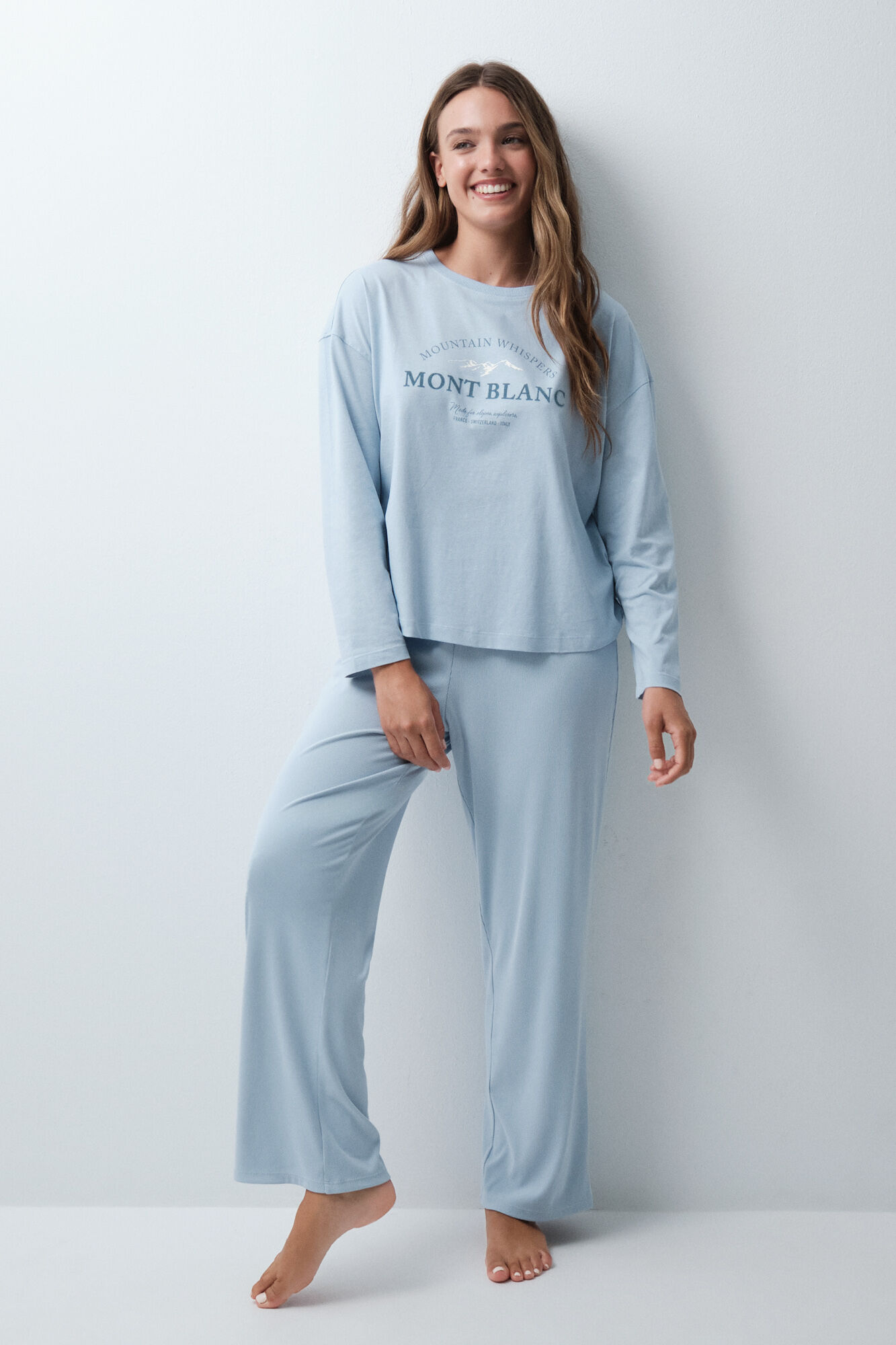 Women'secret Blue cotton long T-shirt