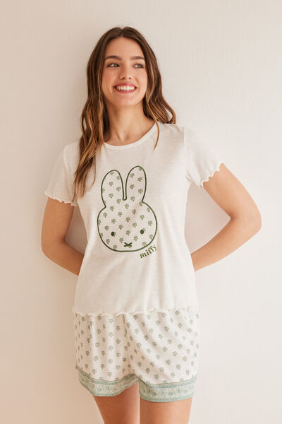 Womensecret Pijama estampado Miffy verde marfil