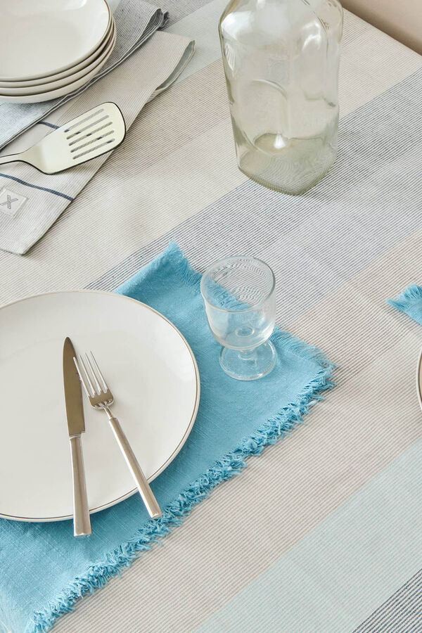 Textura Mantel Antimanchas Rayas blue