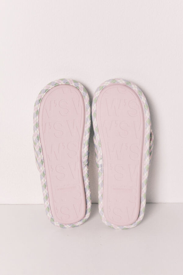 Women'secret Plaid knot slippers pink