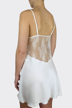 Womensecret Kurzes Damen-Nachthemd aus weißem Crêpe Naturweiß
