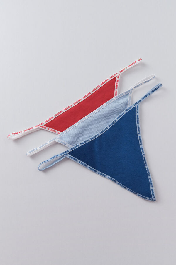 HI&BYE Pack of 3 thongs , red, blue, blue white