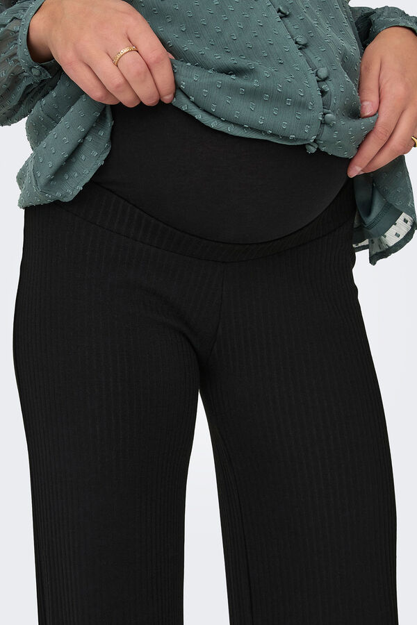 Only Maternity Cal&ccedil;a pr&eacute;-mam&atilde; de cintura alta com corte largas preto