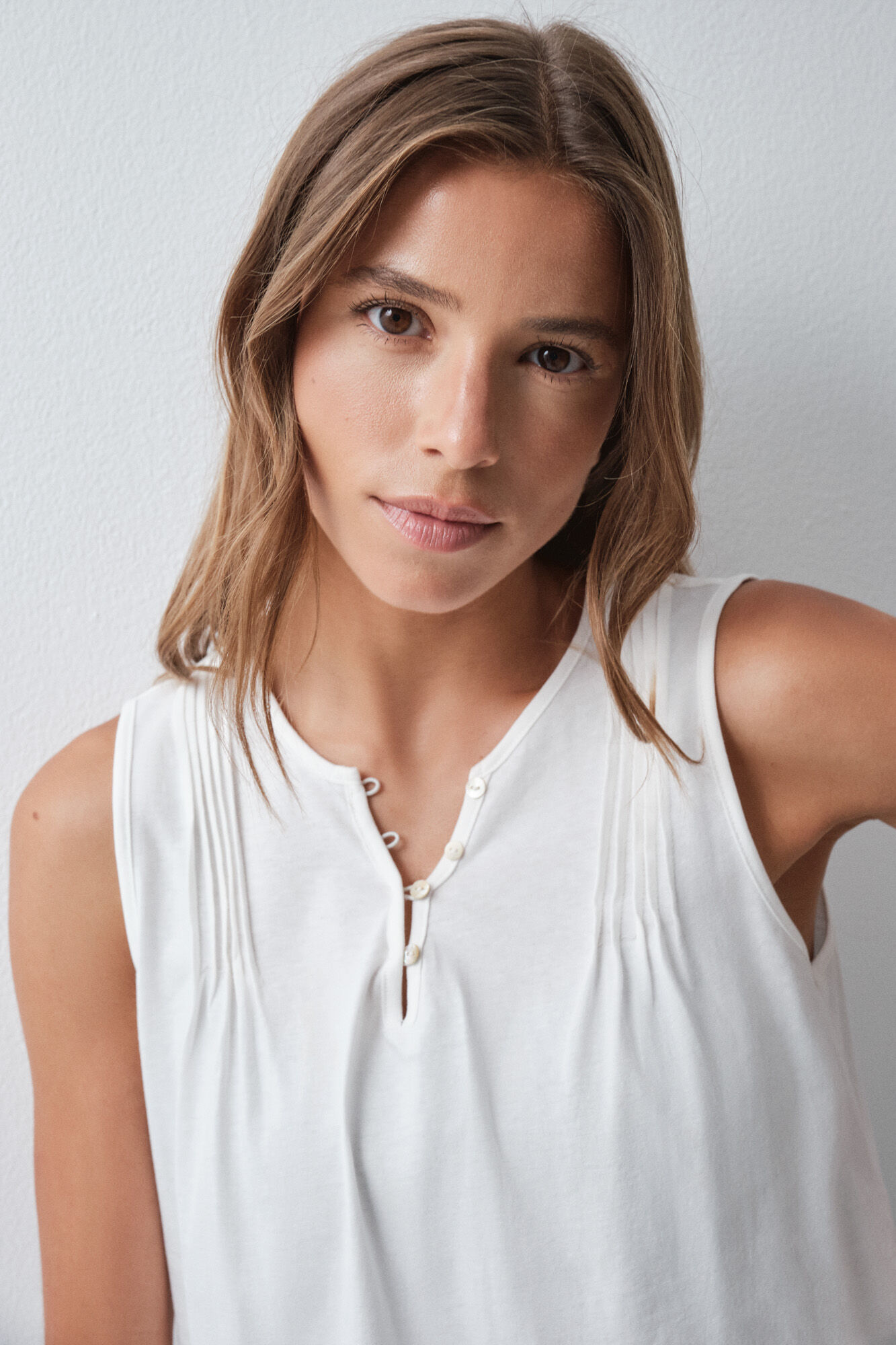 Women'secret T-shirt sans manches en coton blanc