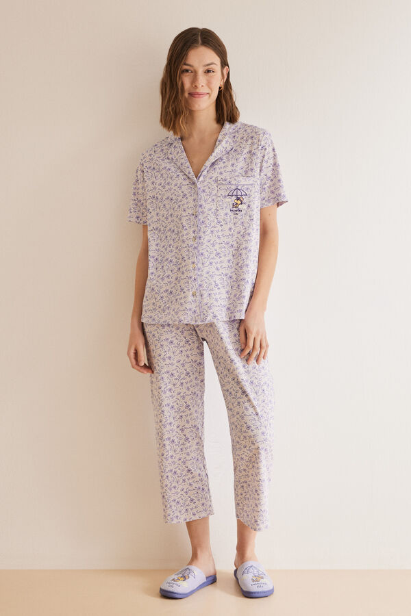 Womensecret Pijama camiseiro 100% algodão lilás Snoopy rosa