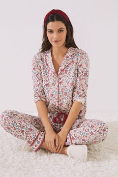 Womensecret Pyjama Hemdlook 100 % Baumwolle Print Rosa Rosa