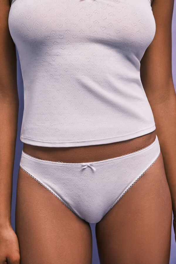 HI&BYE White T-shirt and Brazilian panty pack beige