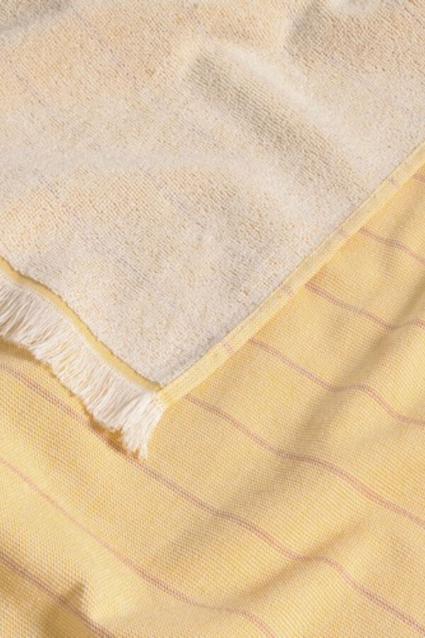Textura Doppelseitiges Handtuch aus Stoff und Frottee Wei&szlig;
