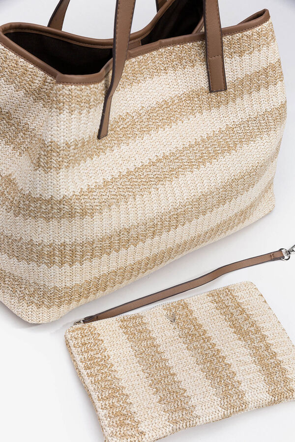 Vilanova Bolso Shopper Efecto Mimbre Bicolor beige