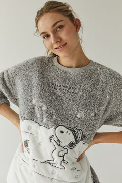 Womensecret Snoopy-mintás, szürke bolyhos pizsama szürke