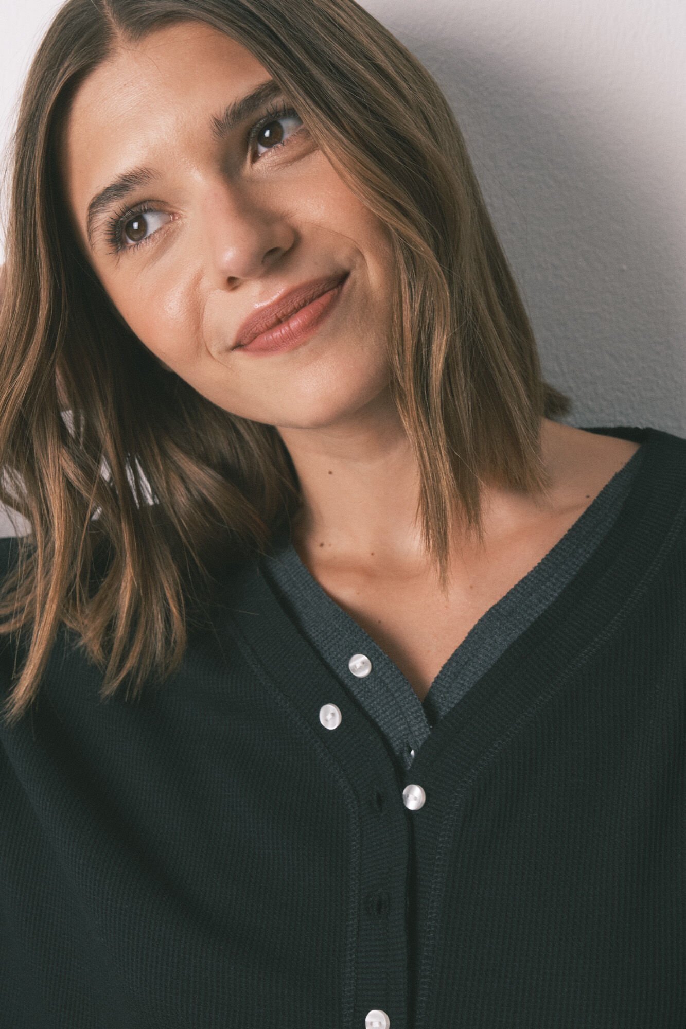 Women'secret Black waffle long sleeve T-shirt