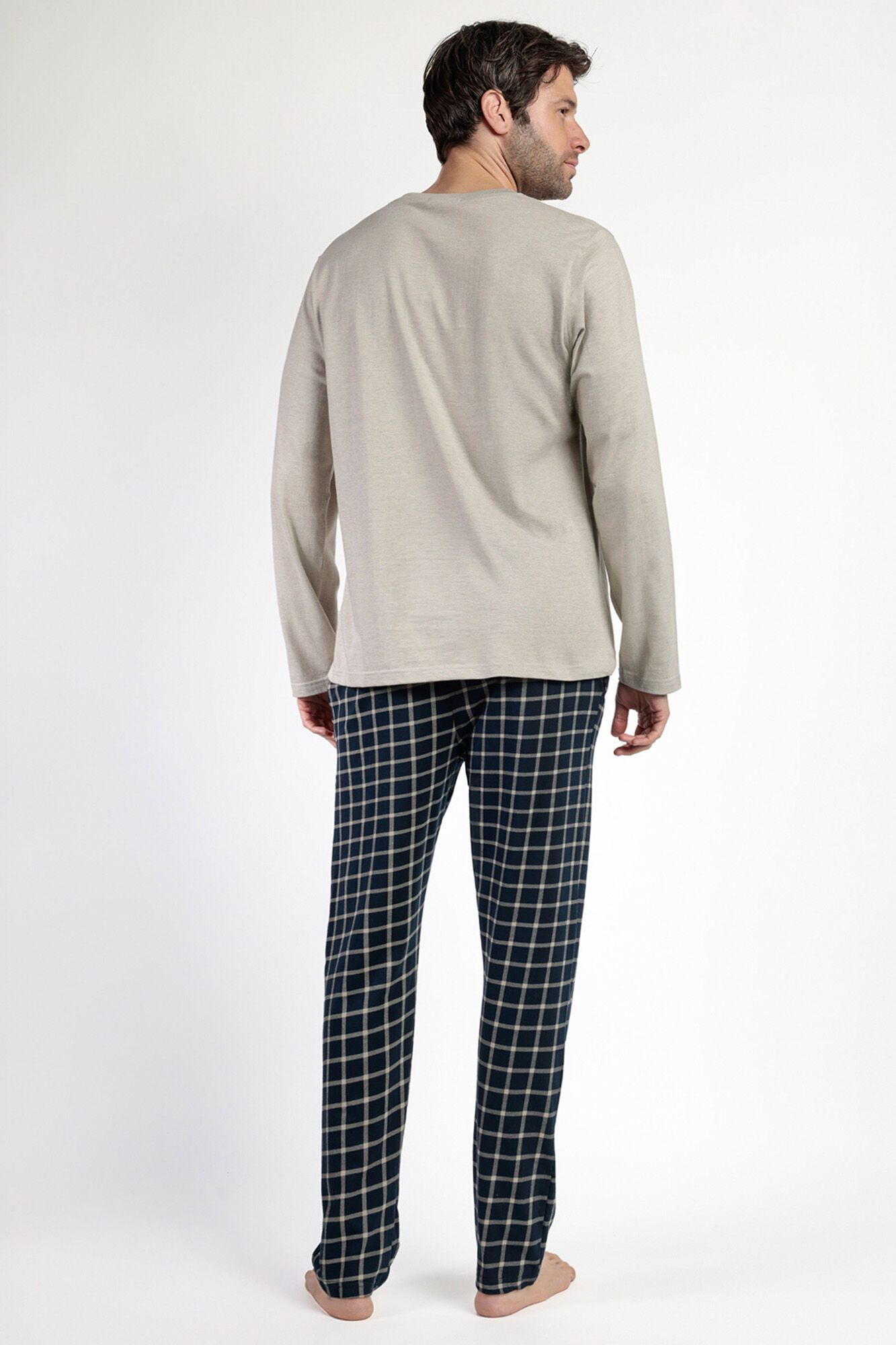 Admas Pijama largo azul y beige cuadros&nbsp;para hombre