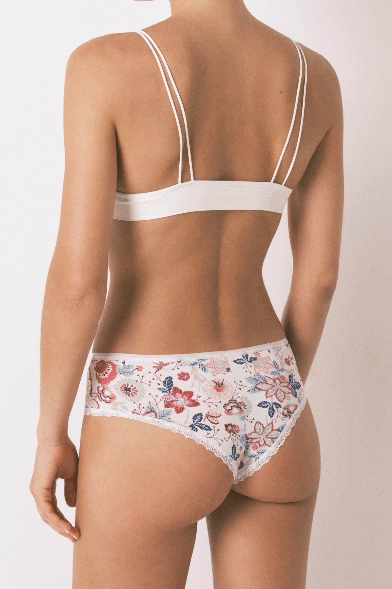 Women'secret Culotte br&eacute;silienne large en microfibre imprim&eacute;e ivoire