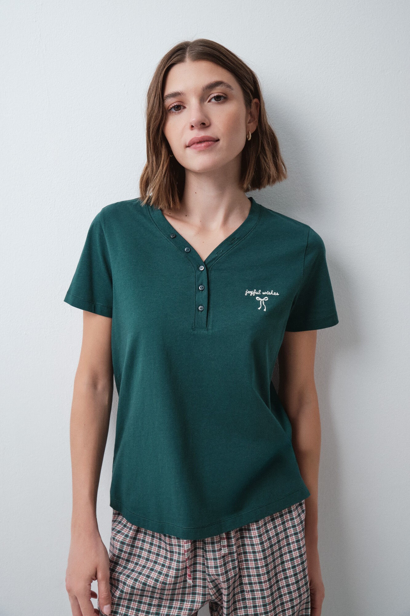 Women'secret Green cotton short sleeve T-shirt