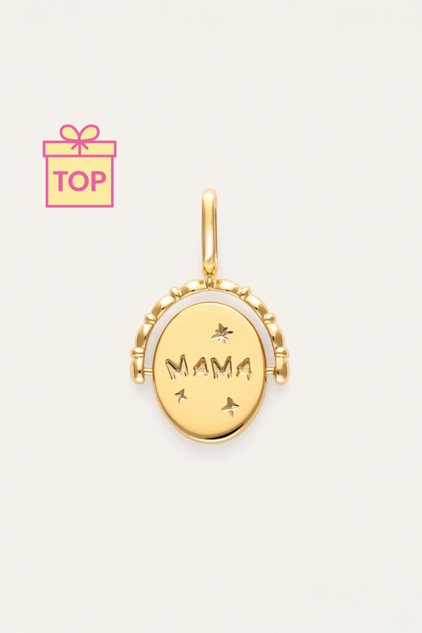 Singularu Gold double medallion mum charm LOVELY HEART printed