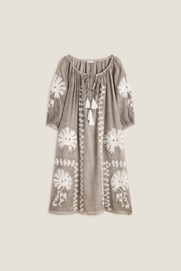 Womensecret Embroidered cotton tunic Siva