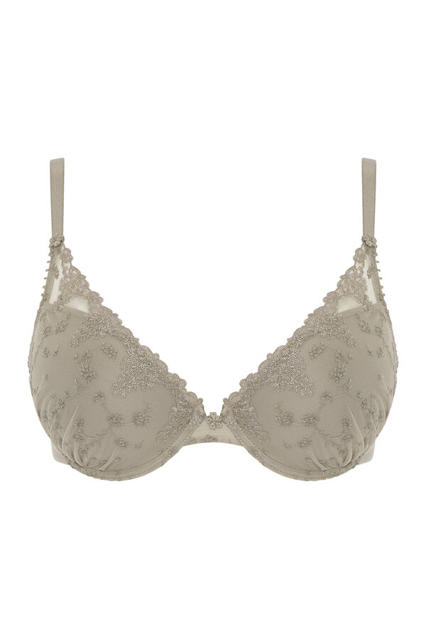 Womensecret White Nights push-up bra with embroidered tulle Kaki