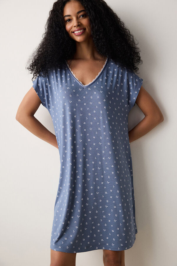 Penti Short gray floral nightgown Siva