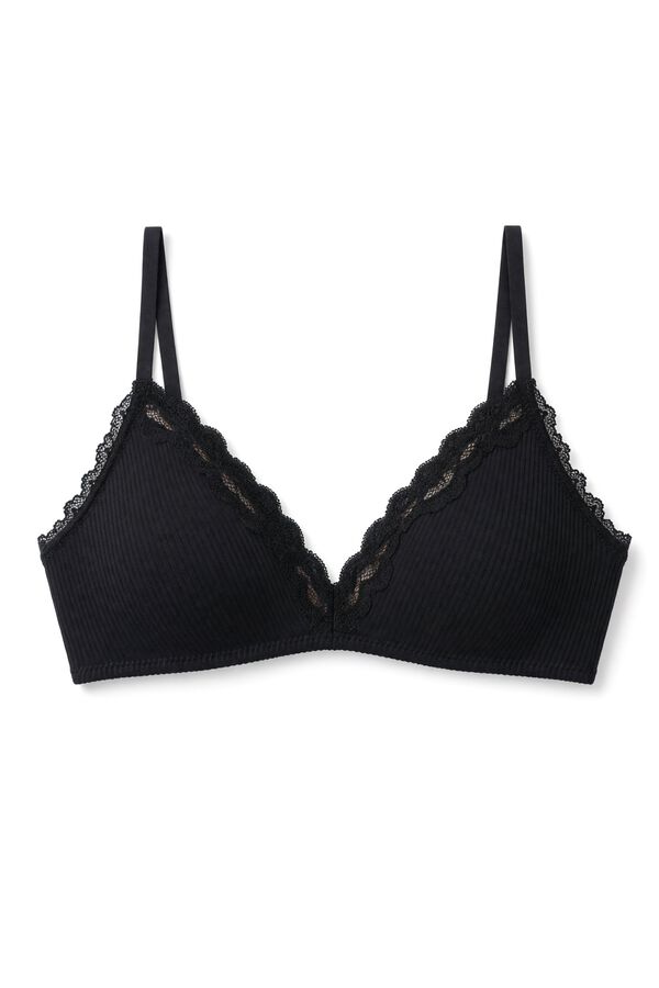 Women'secret Soutien triangular em algod&atilde;o preto NATURAL preto