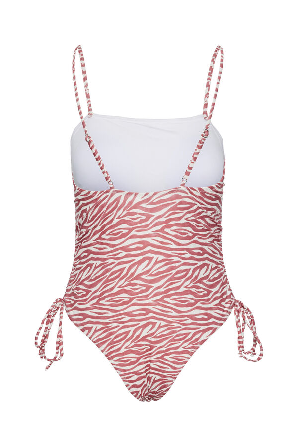 Womensecret Einteiliger Badeanzug mit Print und Trägern. Raffdetail an den Seiten. Rot