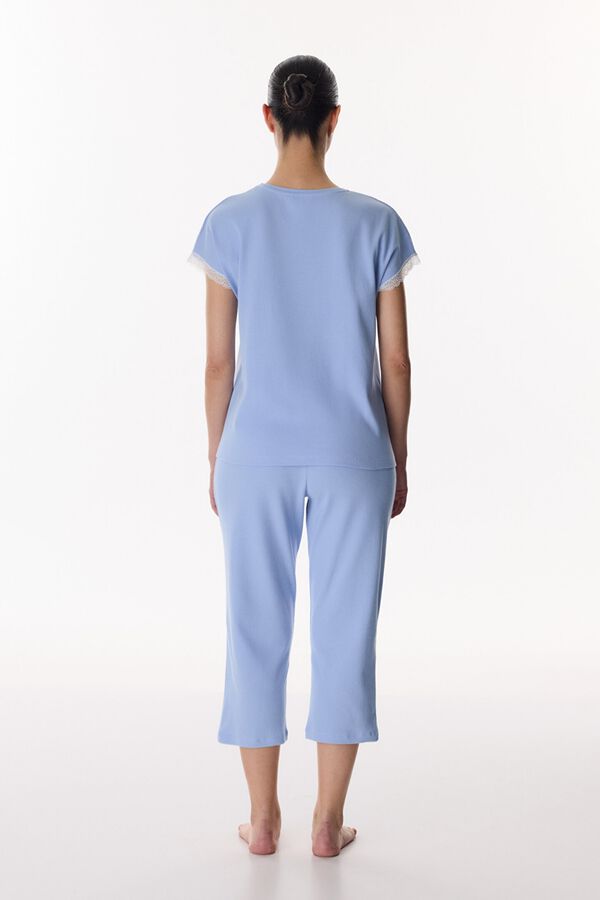 Penti Pijama midi canal&eacute; detalle encaje azul