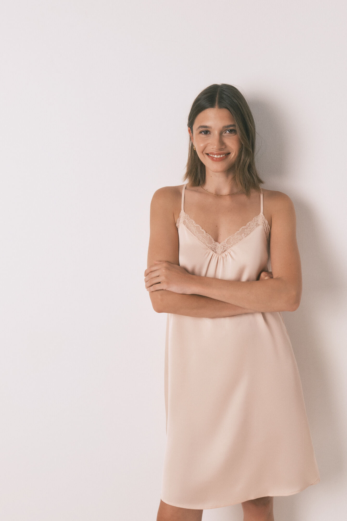 Women'secret Orange lace satin nightgown