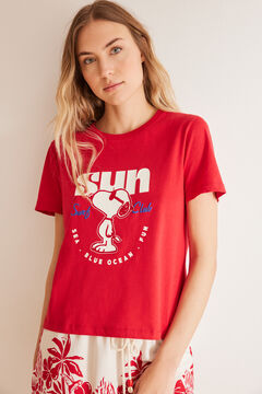 Womensecret Snoopy-mintás piros póló, 100% pamutból  piros