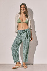 Women'secret Kapri pantalone sa printom na vezivanje Zelena