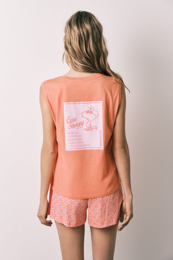 Women'secret Pyjama court en coton Woodstock orange rouge