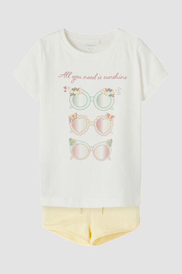 Womensecret Mini girls' set with T-shirt and bottoms  blanc