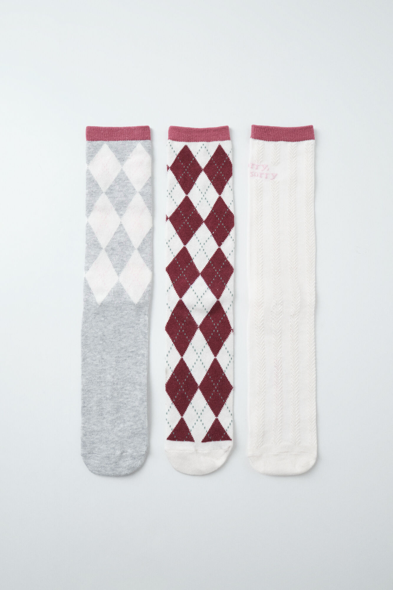 Women'secret Pack of 3 diamond print long socks