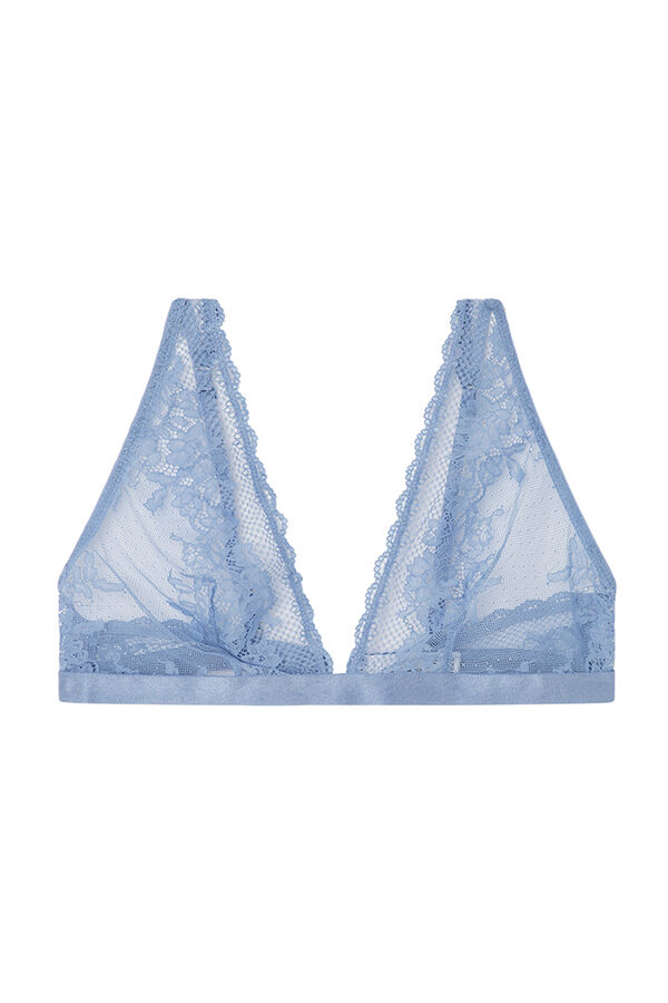 Womensecret NATURAL Blue lace halterneck triangle bra blue