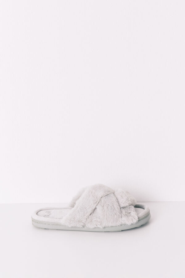Women'secret Slipper with gray fur  grey