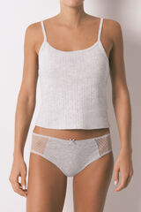 Women'secret Grey cotton and plumetis classic full panty grey