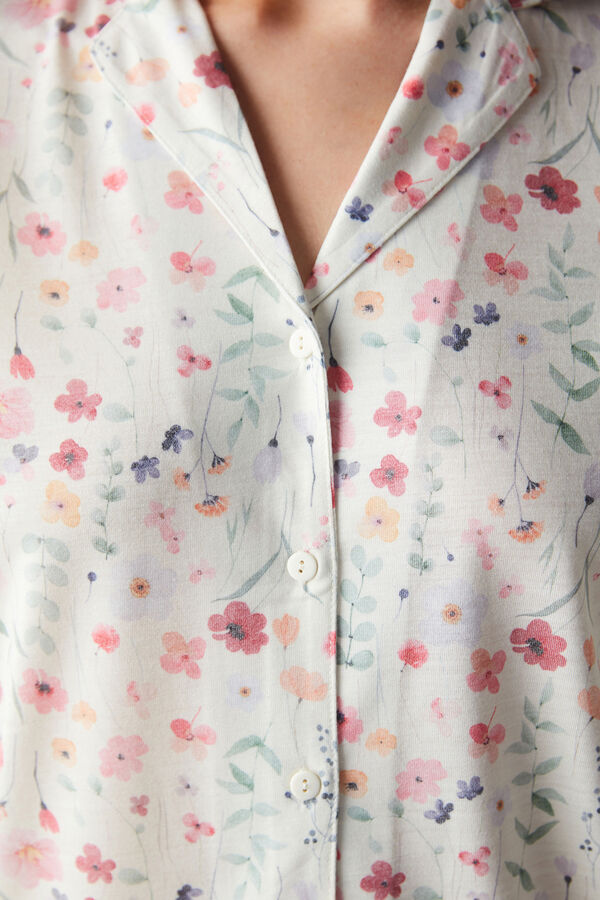 Womensecret Spring Flowers Shirt Pants Pajama Set mit Print