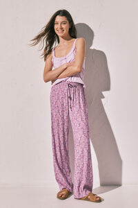 Women'secret Pink floral print long trousers