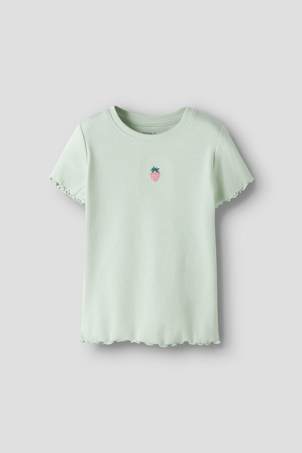 Name it Ribbed short sleeve girl's T-shirt blue