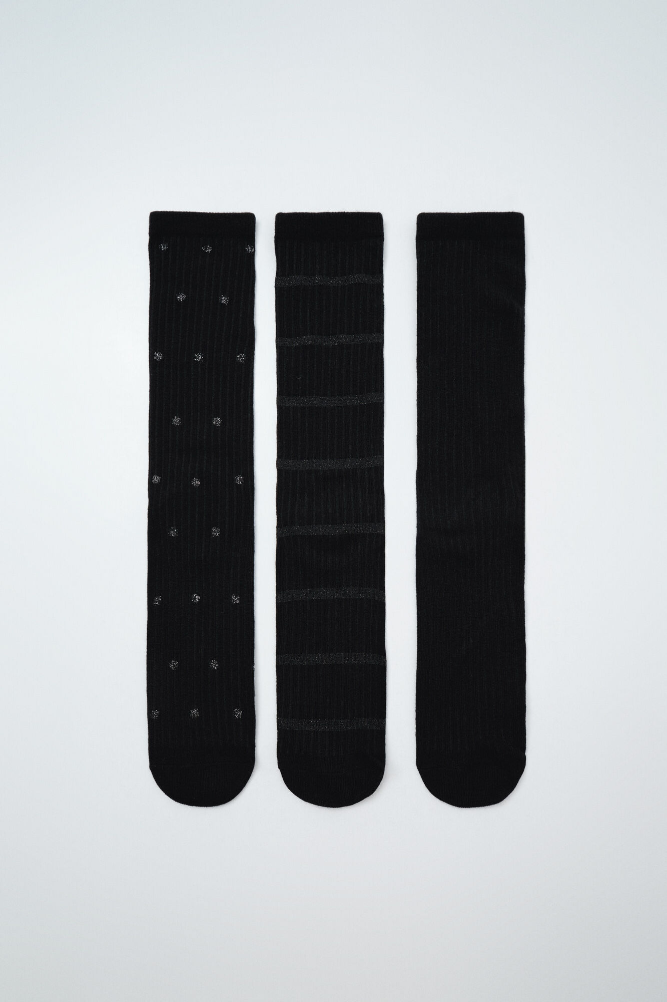 Women'secret Black lurex 3-pack long socks