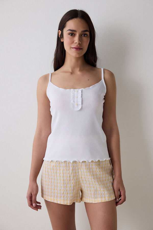 Penti Conjunto de pijama corto amarillo cuadros amarillo