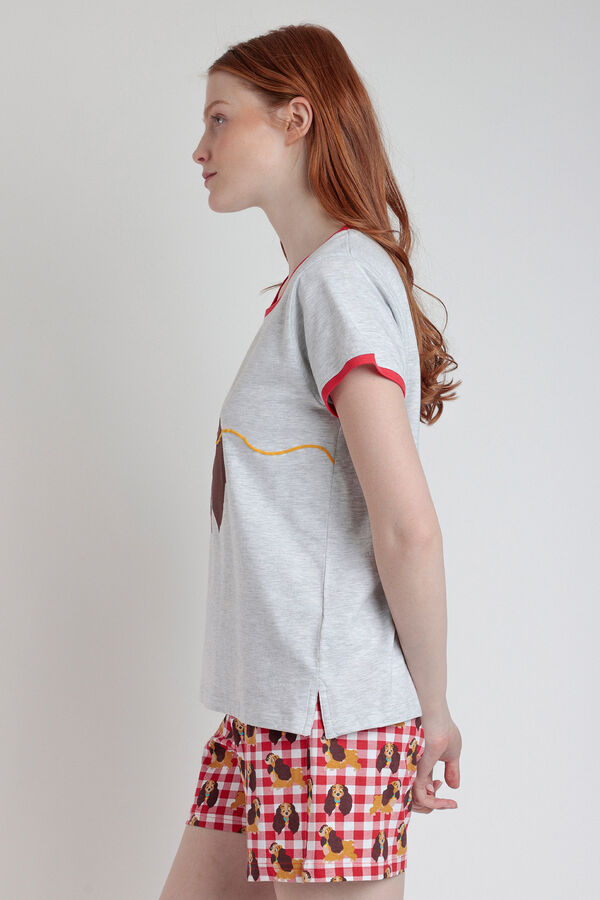 Admas Ladynd the tramp Disney women's short pajamas red