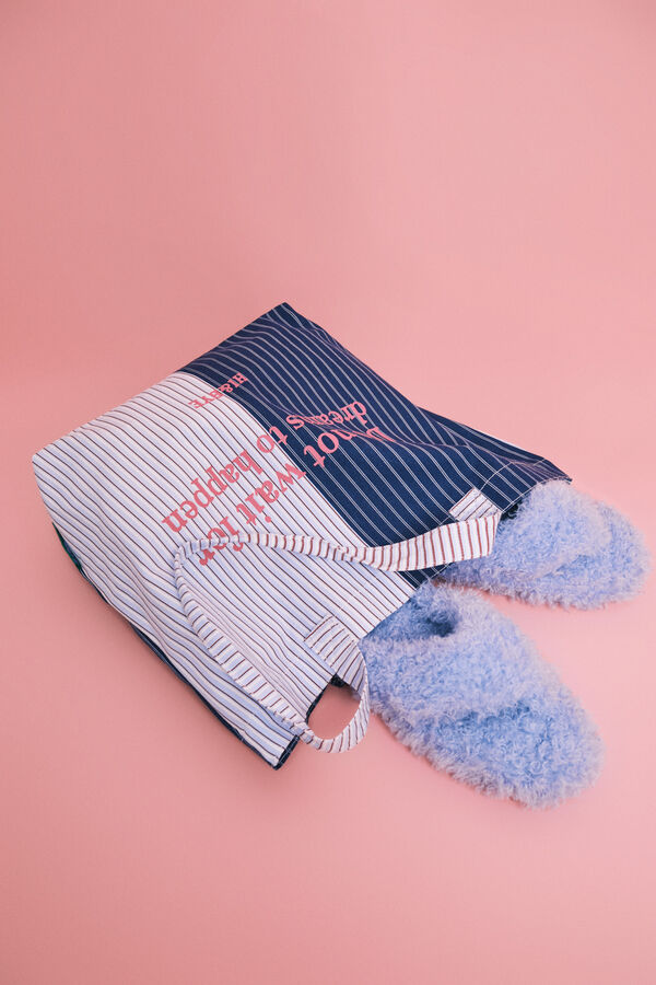 HI&BYE Blue striped tote bag blue