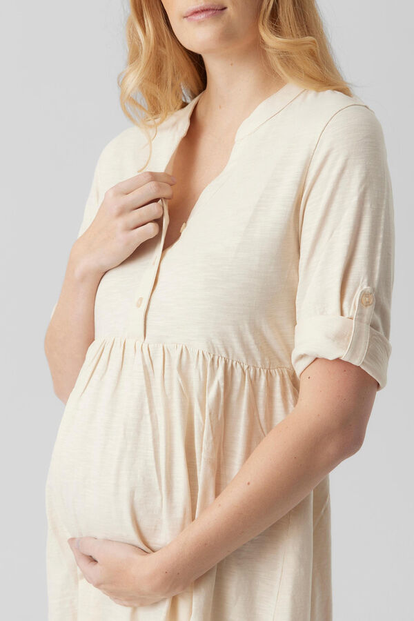 Womensecret Cotton maternity and nursing dress with 3/4 sleeves  white