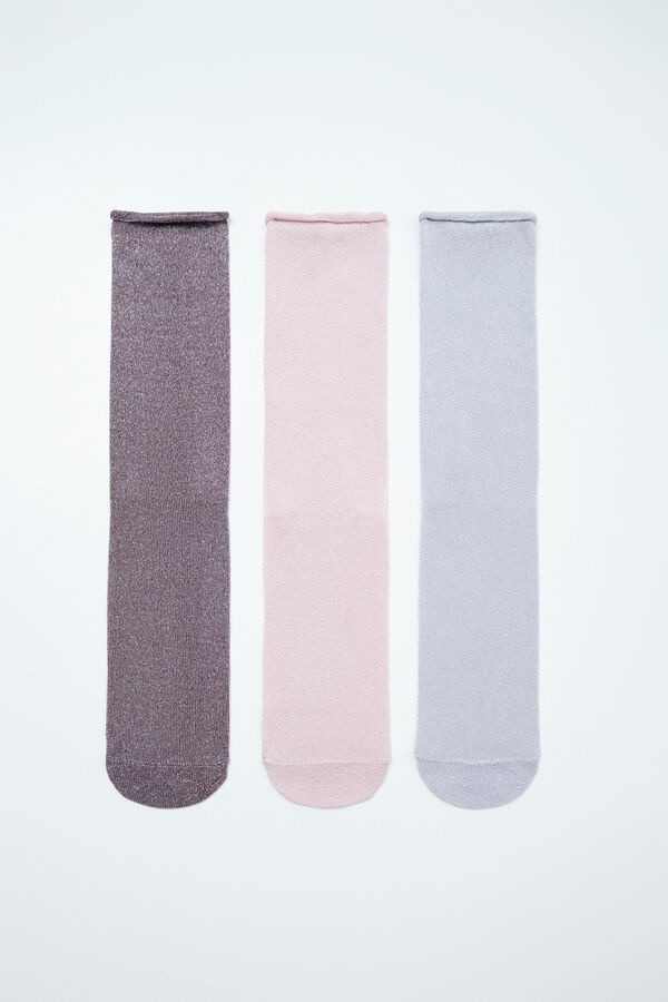 Women'secret Pink, lilac and maroon 3-pack long socks printed