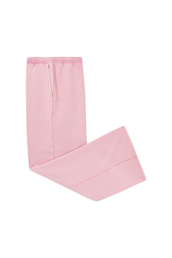 HI&BYE Roze duge pantalone od pli&scaron;a sa zvonastim nogavicama Roze