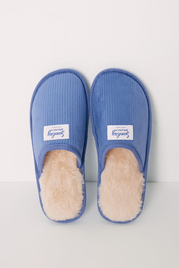 Womensecret Blue bread open back house slippers blue